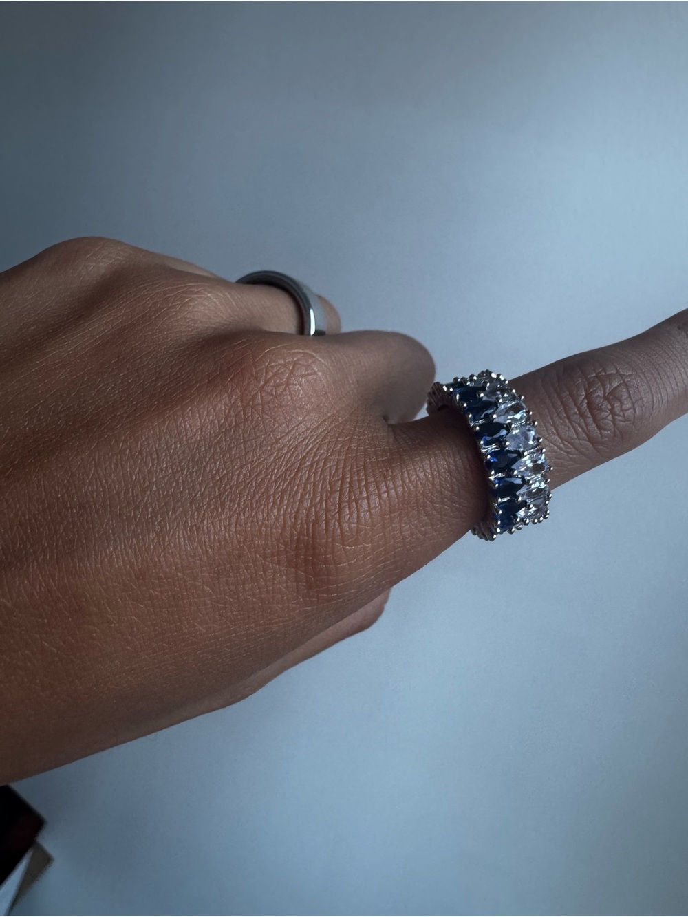 Icy Blue White Sapphire Crystal Band Ring